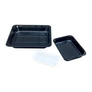 HSQY Airline Black White Plastic Tray For Cpet Bakery Plastic Food Tray