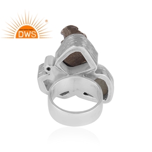 Anillo apilable de múltiples piedras preciosas naturales de plata de ley oxidada de última tendencia, fabricante de joyería personalizada - Product Image 4