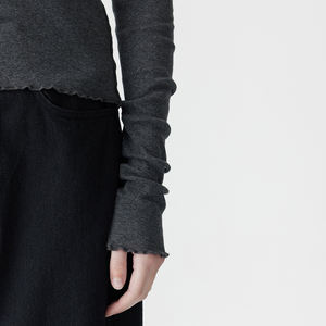 T-shirt décontracté à manches longues pour femmes printemps et automne couleur unie pull mince T-shirt bas chemise hauts - Product Image 6