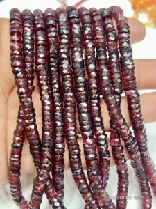 Cuentas facetadas de granate rojo natural AAA en forma de neumático Heishi, hebra de 14 pulgadas, aproximadamente 6-7 mm - Product Image 2