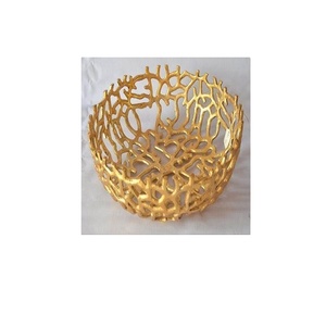 Bol à fruits plaqué or fait à la main Style corail vaisselle de table grande table de mariage fantaisie moderne décoratif bols de service de fruits fantaisie - Product Image 1