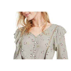 Haut à volants floral bohème Planet Gold Junior vert taille M - Idéal pour les fêtes printemps/été - En soie et viscose - Product Image 2