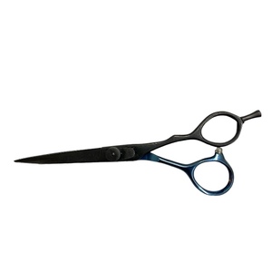 Tijeras de peluquero para diestros negras y azules Tijeras de corte de pelo profesionales para uso en salón Logotipo personalizado OEM disponible - Product Image 6