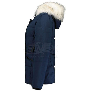 เสื้อโค้ทพาร์กาสำหรับผู้หญิง ฤดูหนาว มีฮู้ด พร้อมเข็มขัดรัดเอว  แบบยาว  ราคาขายส่ง รับผลิตแบบ OEM/ODM - Product Image 4