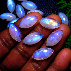 Cabujones de Piedra Lunar Arcoíris Natural Dhorgems al por Mayor, Forma de Marquesa, para la Elaboración de Joyería Artesanal - Product Image 5