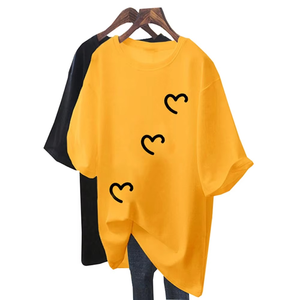 เสื้อยืดพิมพ์ลายแขนสั้นผ้าฝ้ายขนาดใหญ่สำหรับผู้หญิงเสื้อยืดพิมพ์ลายคุณภาพสูงสำหรับผู้หญิงโลโก้แบบส่วนตัวขนาดพลัสไซส์ - Product Image 4