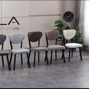 Silla Elma con patas de metal pintadas Tapicería de tela suave, ideal para comedor y cocina Café Turco hecho ahorrando lugares para - Product Image 1