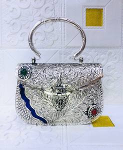 Brass Evening Wedding <b>Clutch</b> with Flap Closure and Silk Lining-Durable Foldable Portable - Product Image 4