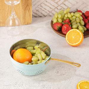 Colador Grande Plateado con Mango de Latón, Colador de Cocina para Decoración del Hogar, Diseño Art Deco, Hecho a Mano - Product Image 6