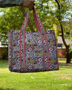 Sac fourre-tout en coton matelassé avec fermeture éclair ATITHI ART, doublure rembourrée, réutilisable, écologique, léger, pour le shopping, les voyages, le transport quotidien - Product Image 6