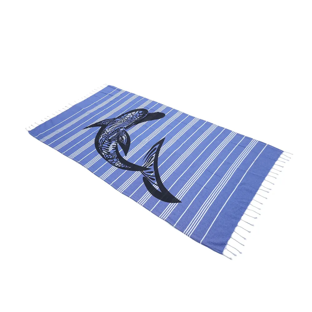 Telo mare stampato personalizzato 30% poliestere e asciugamano da spiaggia in microfibra di cotone 70% asciugamano da piscina con striscia personalizzata ad alto assorbimento