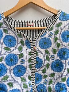 แจ็คเก็ตผ้าฝ้ายบุนวมแบบกลับด้านได้สำหรับผู้หญิงชาวอินเดียใหม่ใส่ได้ทุกฤดูเสื้อแจ็คเก็ตพิมพ์ลายดอกไม้แบบลำลองระบายอากาศได้ดีเยี่ยม - Product Image 4