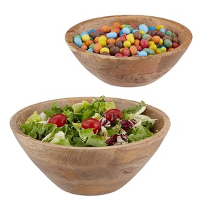Cuenco de madera de mango redondo pulido de alta calidad Característica desechable de esmalte hecho a mano grande para ensalada Disponible en venta al por mayor - Product Image 5