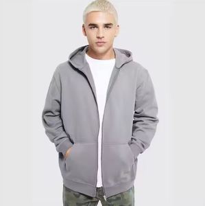 600 GSM Heavyweight Fleece Thermal Zip Hoodies US OEM Logo Personnalisé 3D Logo Brodé Full Zip Plus La Taille Zipper Hommes Hoodies - Product Image 4