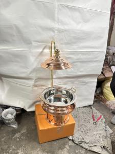 Plats chauffants en cuivre avec couvercle suspendu Buffet de restauration de mariage Réchauffeur d'aliments usagés Vaisselle de fête Équipement de réchauffement et de maintien - Product Image 4
