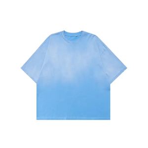 เสื้อยืดผ้าถักสำหรับผู้ชายขนาดใหญ่พิเศษของผู้ชายสีดำไล่ระดับสีแบบวินเทจผ้า300 GSM - Product Image 1