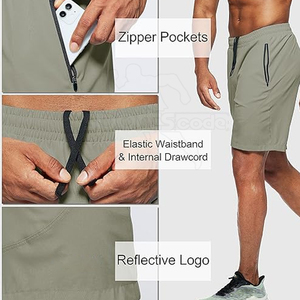 Shorts de course décontractés en toile légère pour hommes, respirants, écologiques, avec cordon de serrage, taille élastique confortable, haute qualité - Product Image 6