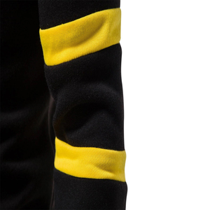 Sudadera con capucha de calle de gran tamaño para hombre, moda de invierno, cuarto de cremallera, panel de contraste, cordón bordado, logotipo de diamantes de imitación, Material de algodón - Product Image 3