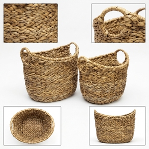 Juego de Cestas de Almacenamiento de Jacinto de Agua Tejidas a Mano Naturales con Asa Alta, Organizador de Macetas, Decoración y Diseño Artístico Puro para el Hogar - Product Image 2