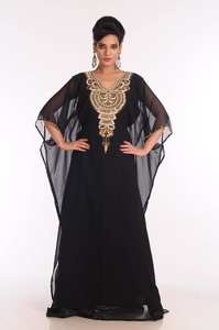 Black Embroidered <b>Modest</b> Georgette Kaftan <b>Dress</b> XS-XXL Open Abaya for Women Breathable and ODM Supply - Product Image 5