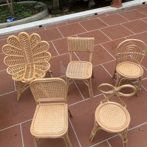 Chaise en rotin naturel Design unique Chaise en rotin rose jaune Mobilier pour chambre d'enfant Chambre à coucher - Product Image 3