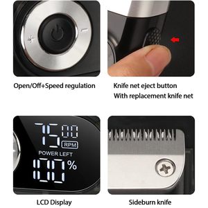 Afeitadora Eléctrica Recargable Inalámbrica para Hombre, Recortadora Rotativa Facial, Resistente al Agua IPX7, Idioma de Funcionamiento Alemán, Incluye Estuche - Product Image 4