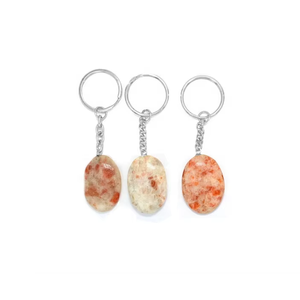 Porte-clés en cristal de haute qualité, pierre de soleil ovale, porte-clés en pierre naturelle, cadeaux pour femmes, vente en gros - Product Image 5