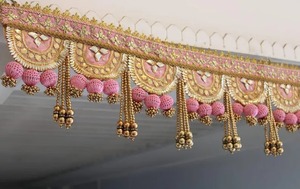 Beautiful Gota Pom Pom Toran <b>For</b> <b>Door</b> Decoration, Gota Fabric & Pearl Design Motifs, Festive <b>Door</b> Hanging <b>for</b> Diwali Decor - Product Image 6