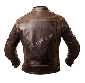 Veste en cuir véritable pour homme, style motard usé, café racer, moto, prix de gros, OEM - Product Image 5