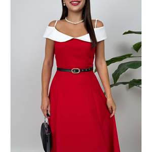 Vestido A-Line con Tirantes y Cintura Natural con Detalle de Cinturón, Modelo 4012 Allergic Bust - Product Image 5