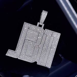 Moissanite VVS or blanc taillé en diamant rond glacé pendentif personnalisé pour hommes bijoux Hip Hop en argent sterling 925 - Product Image 5
