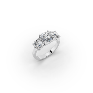แหวนหินสามเม็ดประดับเพชรโตในห้องทดลอง - Product Image 6