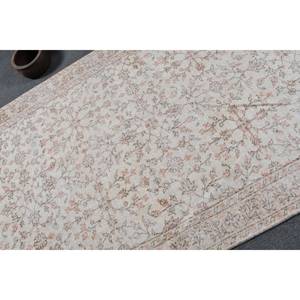 พรมตุรกีวินเทจสีขาวคลาสสิคสีเบจ4.7x8.6ฟุตผ้าขนสัตว์เนื้อยางเย็บปะติดปะต่อกันด้านหลังสำหรับห้องนั่งเล่นลายทางสำหรับวัยรุ่น - Product Image 5