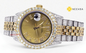 Moissanite Sunburst dial Watch-สีน้ำตาล, นาฬิกาเพชรทำด้วยมือ100% สไตล์ฮิปฮอปเพชรเย็นจากอินเดีย - Product Image 3