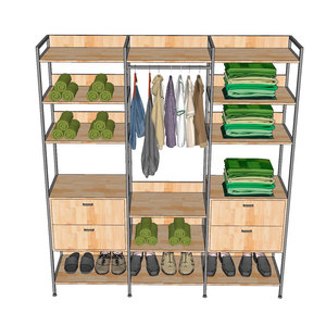 Perchero de pie de 200x45x22cm con cajones de madera de caucho KQA68061 para uso en armarios - Product Image 4