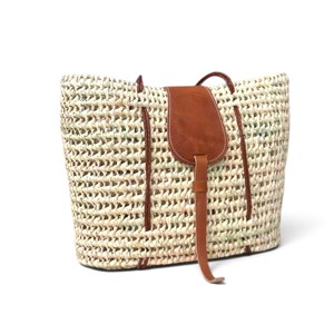 Sac fourre-tout de plage léger de style bohème marocain, couleur unie, fermeture à cordon, pompon, logo personnalisé - Product Image 4