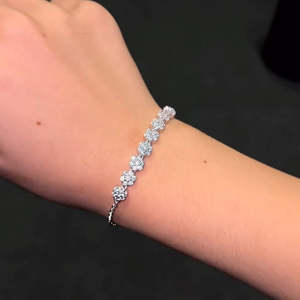 NOVAMART Fine Zarkan Floral Pair <b>Silver</b> <b>Bracelet</b> with Diamonds Love Theme <b>Bangles</b> Wholesale Export - Product Image 1