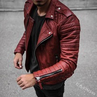 Manteau en cuir véritable et toile pour homme, style rétro, coupe slim, col rabattable, fermetures éclair, mode hiver Europe Amérique, imperméable