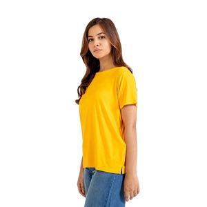 เสื้อยืดแขนสั้นสำหรับผู้หญิงเสื้อยืดผ้าฝ้าย100% ระบายอากาศได้ดีใส่ฤดูร้อนกระดุมโลโก้ทรงสลิมฟิต - Product Image 3