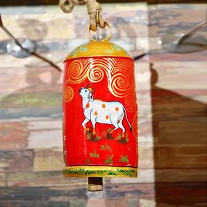 Decorative Hand Painted Cow Design Metal Bell for <b>Garden</b> Entrance Festive Decor Wall Hanging and Home <b>Ornament</b> Piece - Product Image 2