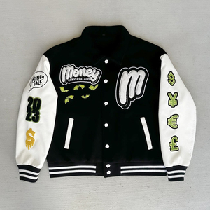 Diseñe su propia chaqueta universitaria de alta calidad, Mangas de cuero, logotipo bordado personalizado, chaqueta universitaria con letras para hombres - Product Image 1
