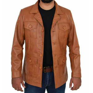 Chaqueta de cuero de vaca para hombre, chaqueta occidental de manga larga con cuentas R y flecos, chaqueta vaquera de cuero marrón para hombre, chaqueta occidental - Product Image 5