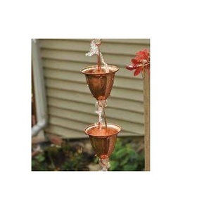 Cadena de lluvia de Metal con forma de flor de hierro grueso, acabado antiguo, para uso decorativo al aire libre, cadena de lluvia colgante - Product Image 5