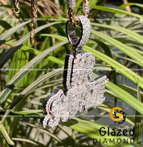 จี้ฮิปฮอปอันหรูหราประดับด้วยห้องแล็บชุดเพชรเจียระไนทรงกลมสีขาวทอง10kt หรูหรามีความชัดเจนระดับ VVS - Product Image 4