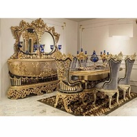 Meubles de salle à manger d'aspect turc, ensemble de Table à manger de Style Baroque sculpté à la main, ensemble de salle à manger luxueux à double sculpture
