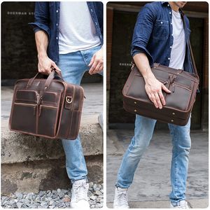 Brown Retro Leather <b>Messenger</b> <b>Bag</b> <b>Men</b> Laptop Briefcase <b>Bags</b> Wholesale Products Best Quality Designer Vintage Multifunction Male - Product Image 6
