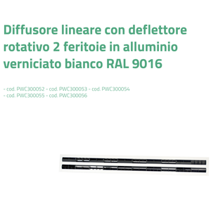 Diffuseur linéaire Tecnosystemi avec déflecteur rotatif à 2 fentes, en aluminium peint blanc RAL 9016, pour ventilateurs d'extraction - Product Image 3