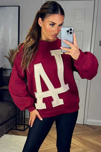 Vente chaude Personnalisé Bourgogne Femmes LA Pull Sweat Rond Ras Du Cou Femmes Sweat Gym & Workout Hoodies Pour Les Femmes - Product Image 2