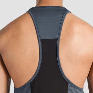 GA Ultimate Men's Muscle Fitness Tank Top Breathable and Compression Dark Grey Hooded Gym <b>Vest</b> XL Size Blank Pattern - Product Image 5