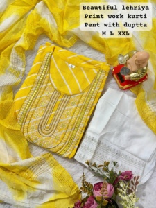 Traje de diseñador de lujo Alto en demanda Rayón pesado/Kurti de algodón y bordado de pantalón Trabajo con Dupatta Hermoso color para la venta - Product Image 6